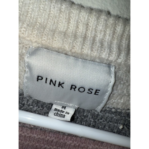 Pink Rose Cashmere Feel Pastel Sweater Women's Size M - Picture 2 of 4